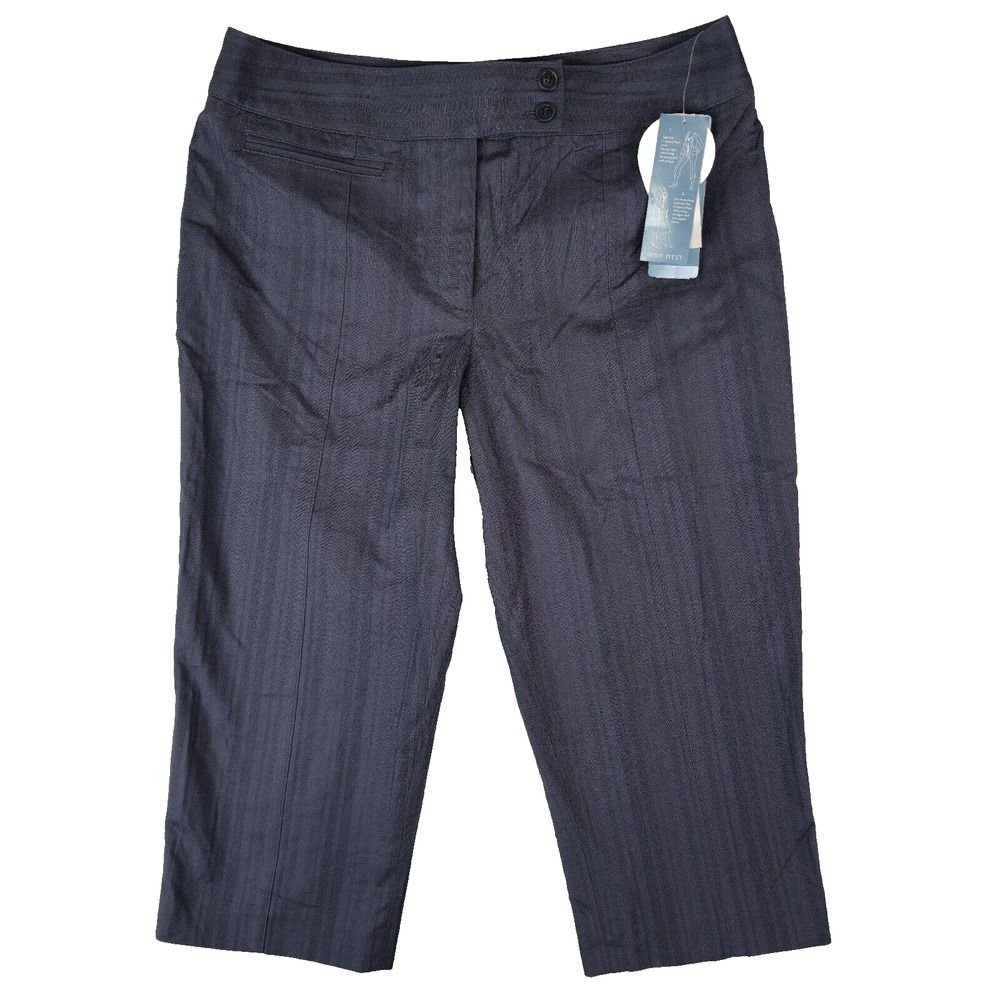 Nine West Cropped Capri Dress Pants Womens 8 Blue Striped New
